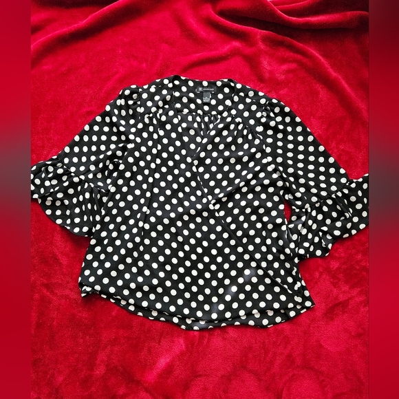 INC-International Concept- Women Black with White Polka Dots Blouse Extra Large - Picture 1 of 9